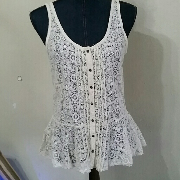 Lace peplum tank top
