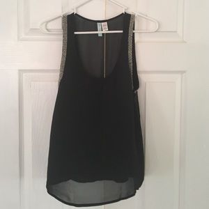 Sheer Black Top w/ Silver Bead Detail