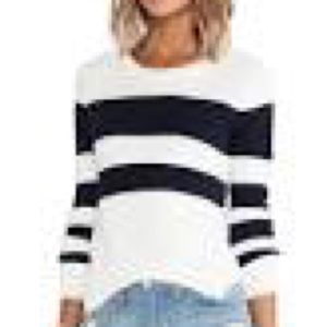 Lovers + friends navy and white open back sweater