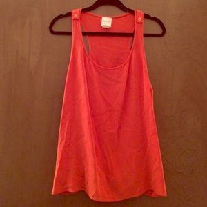 Coral silk tank top
