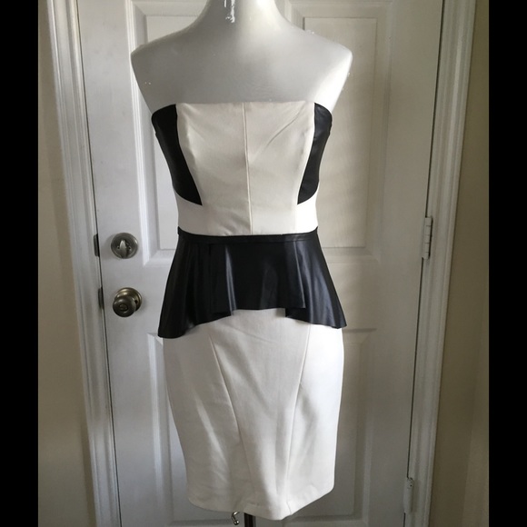 badgley mischka peplum dress Badgley Mischka Tweed Lace Combo Cocktail Dress