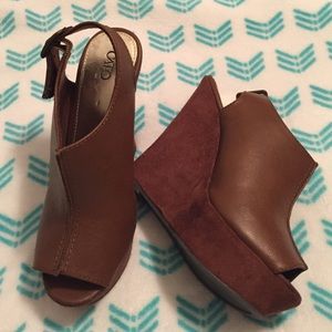 CATO brown wedges. NEVER WORN!!