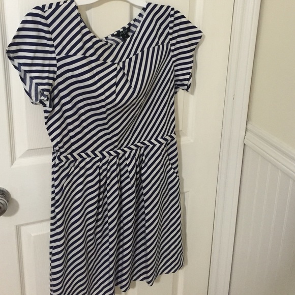 J crew dress size 8 blue and white