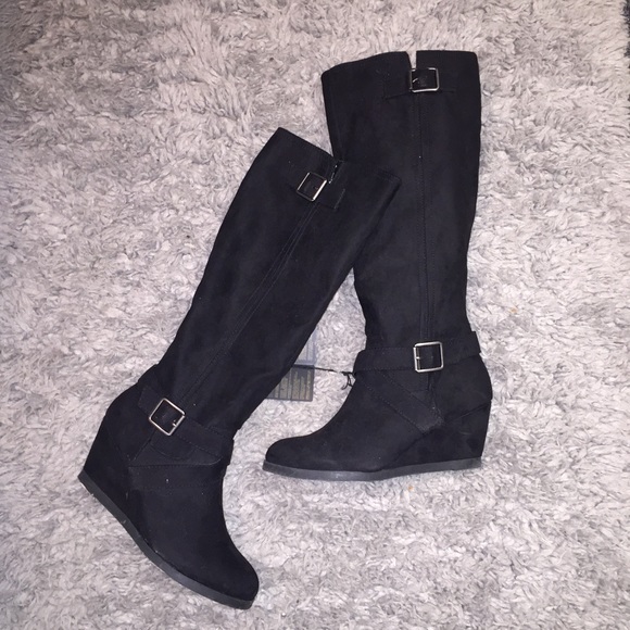 Forever 21 Shoes - Buckled Wedge Boots.