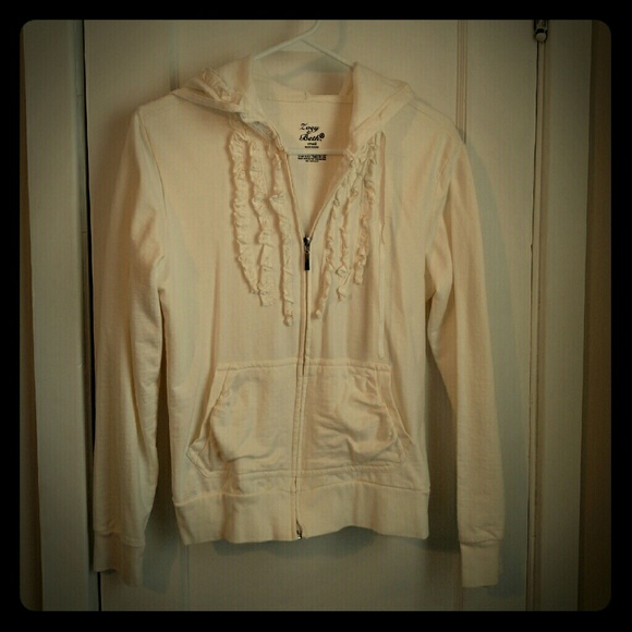 Cream ruffle hoodie