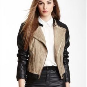 Linen and faux leather Moro jacket