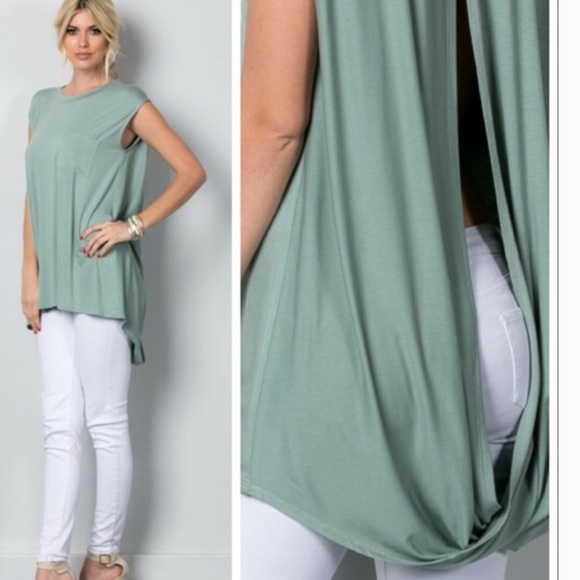 •moss green open back top•LAST ONE❗️❗️• - Picture 2 of 2