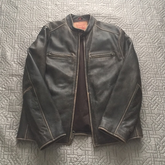 Men's Genuine Leather Jacket - Brown & Distressed