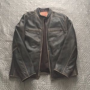Men's Genuine Leather Jacket - Brown & Distressed