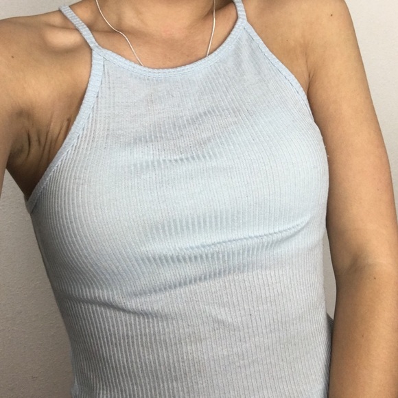 Baby Blue High Neck Crop Top F21