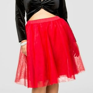 Ashley Stewart red tulle skirt