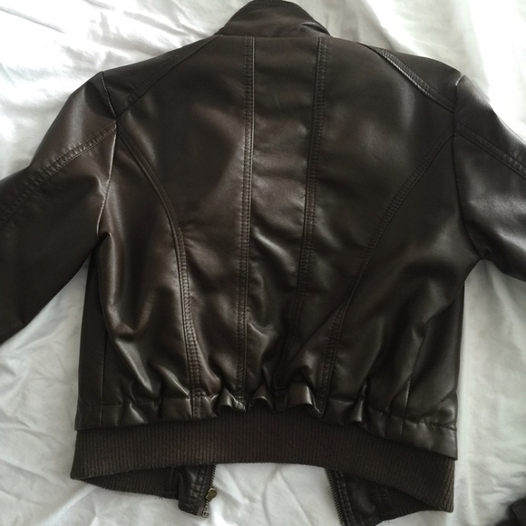 Brown faux leather moto jacket - Picture 2 of 4