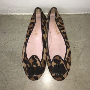 Pretty Ballerina Tassel Fur Leopard Ballet Flats