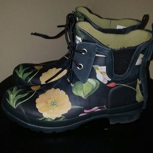 Hunter floral rain ankle boots