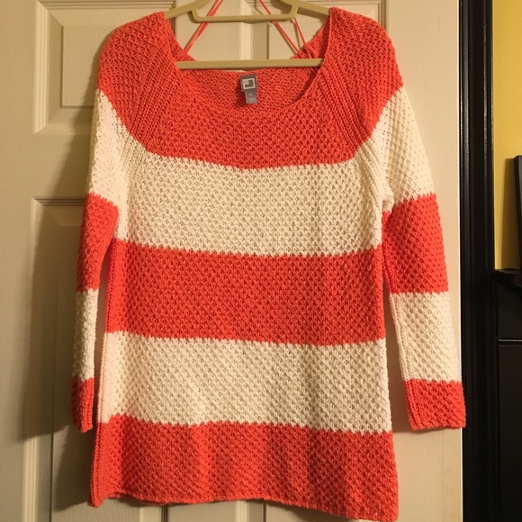 Coral and white striped sweater