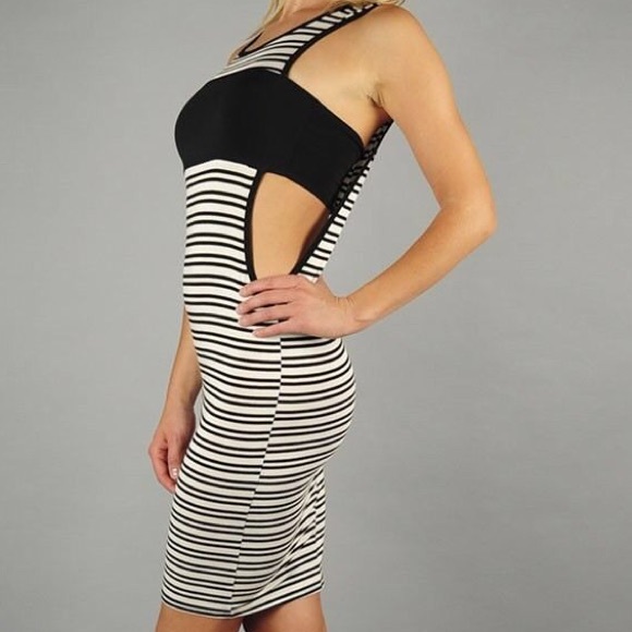 Open sides mini dress sexy figure hugging tight 😍