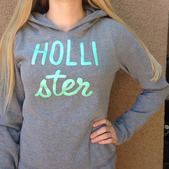 Teal & Gray Hollister Hoodie - Picture 1 of 6