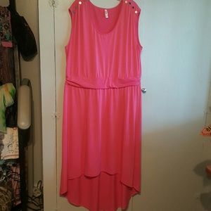 Hot pink long high low dress