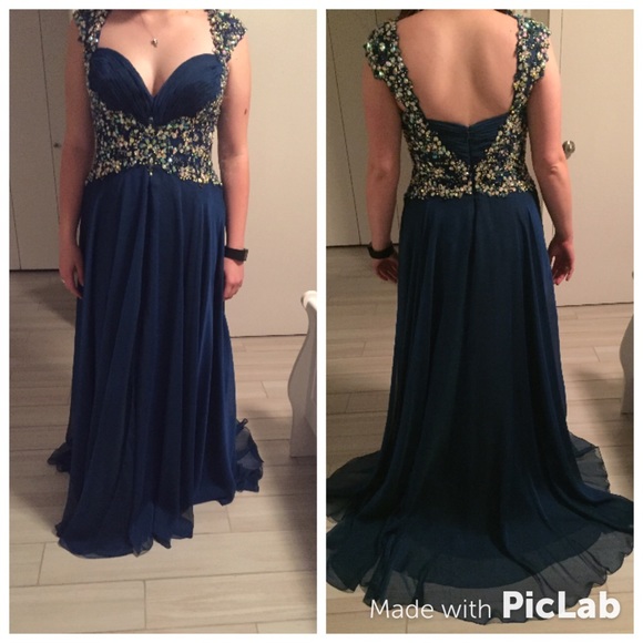 Royal Blue Tony Bowls Gown