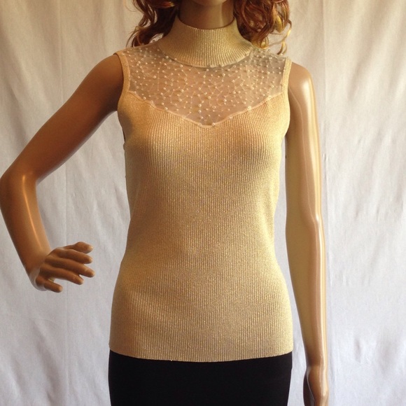 Gold Top with Pearl Accents (S)