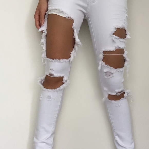 "White Distressed Skinnies" - Picture 2 of 4