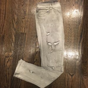 Zara - Grey Distressed Skinny Jeans
