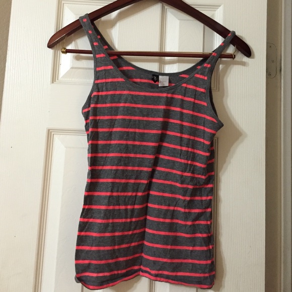 H&M bright pink strip tank