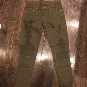 LF CARMAR Olive Green Boyfriend Jeans