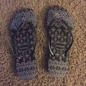 Havaiana Slim Lace Black Size NWOT