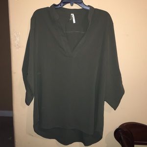 Olive V-Neck Blouse