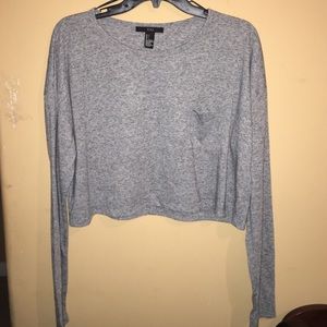 Grey Long Sleeve Crop Top