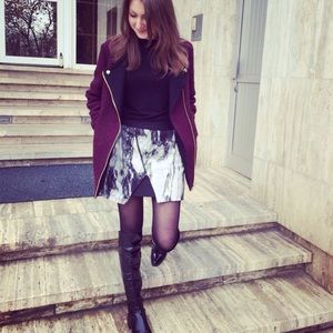 ZARA Burgundy Boucle Jacket