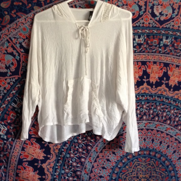 white Tillys lace up sweater