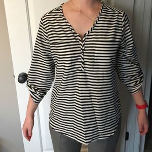 3/4 sleeve striped blouse