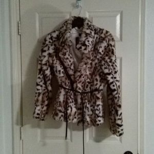 White House Black Market Leopard faux fur