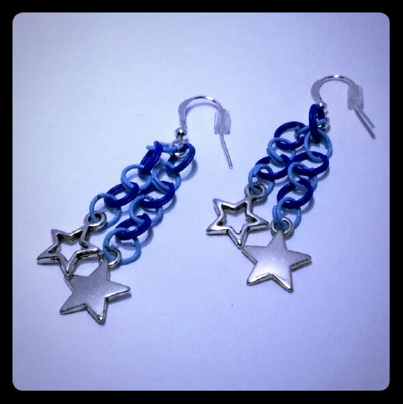 Alternating Shades of Blue Rings with Stars - Picture 1 of 4