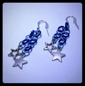 Alternating Shades of Blue Rings with Stars