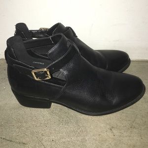 Topshop Monti Black Leather Cutout Boot