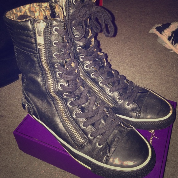 Ash leather lace up high top sneakers