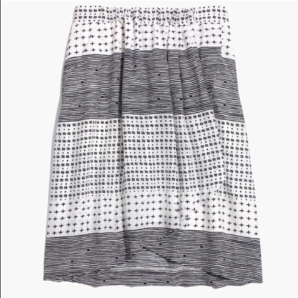 Madewell silk patterned faux-wrap skirt