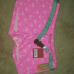 Pink Palm Tree Canvas Shorts