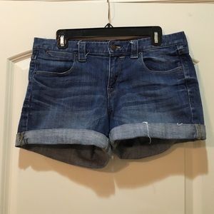 Denim shorts from J Crew. Tacked cuff.