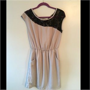 Mod cloth grey and black lace dress.