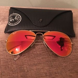 Orange with gold frame aviator Ray-Bans