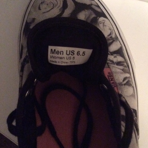 Black and White Floral Vans - Picture 2 of 2