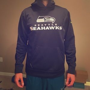 Blue hooded Seahawks sweatshirt