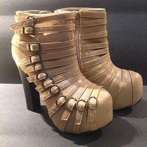 Tan platform booties!