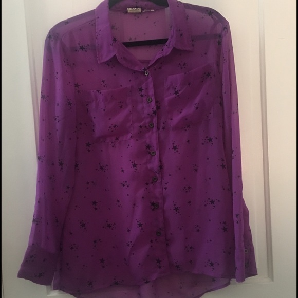 Chiffon Purple Button-down w/ Stars!