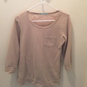 Tan Maurice's Top with Crocheted Back