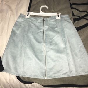 Light blue suede skirt